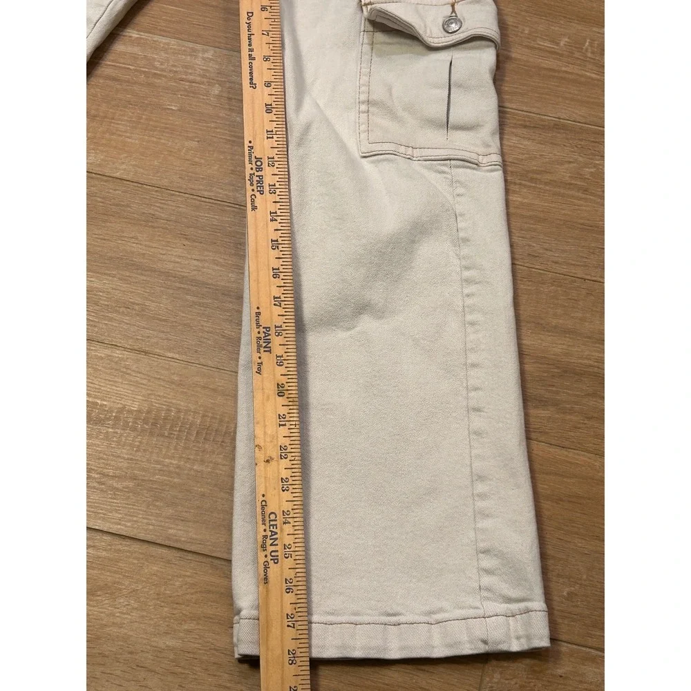 SONG Cargo Street Jean Off White Wide Leg Utility Pants Womens 9/29 Cream Denim‎
